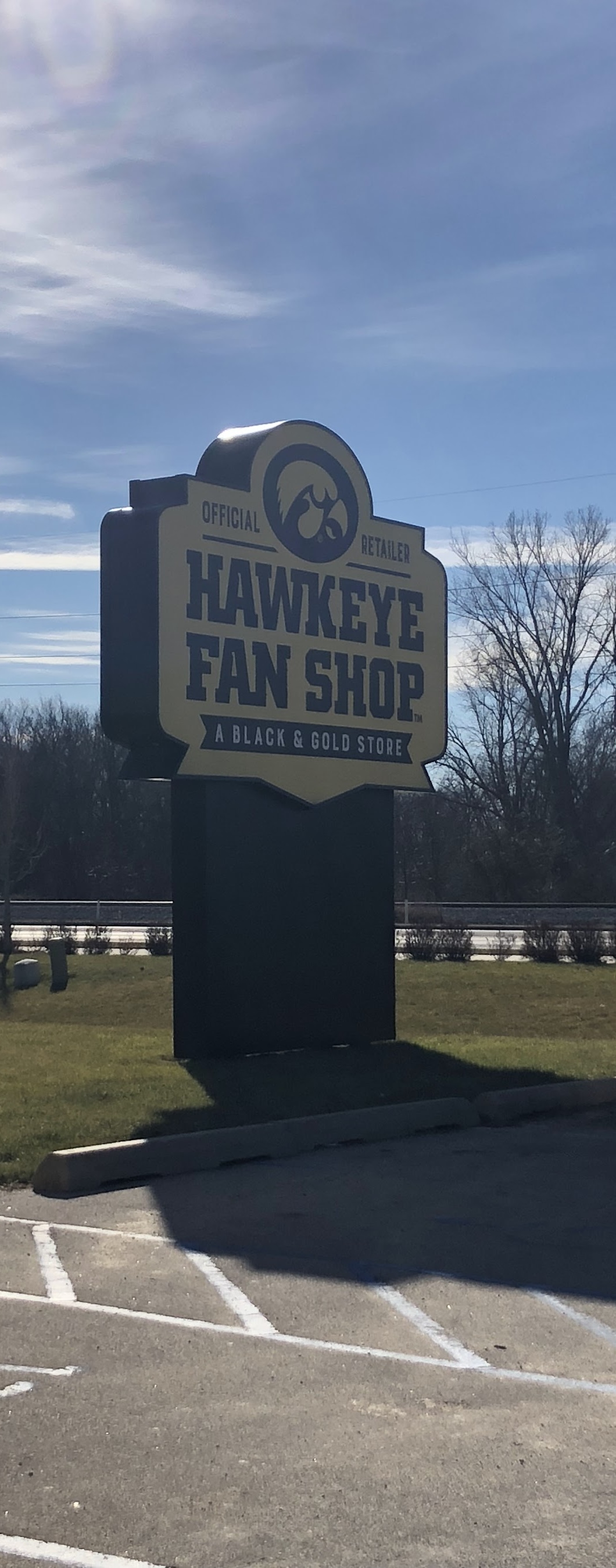Hawkeye Fan Shop pylon sign, official University of Iowa Athletics retailer and Scott Labz ecommerce analytics case study client