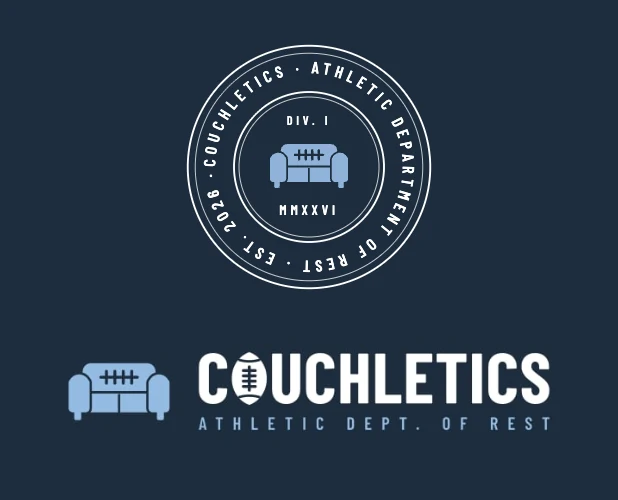Couchletics department seal above the Couchletics wordmark, Athletic Dept. of Rest
