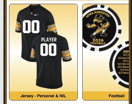 Detail view of the Jersey - Personal and NIL and Football category tiles